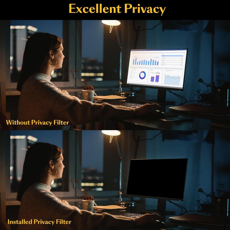 JEEETINTX Magnetic 32 inch Computer Privacy Screen Filter for 16:9 Widescreen Monitor Desktop PC, 32in Hanging Removable Anti Glare Blue Light Eye Protection Shield, Anti Spy Screen Protector Panel - Image 3
